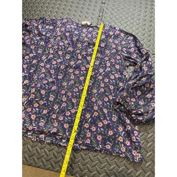 India Collection Emerson Fry Bardot Top in Iris Wildflower Blouse Shirt womens M - Picture 10 of 11